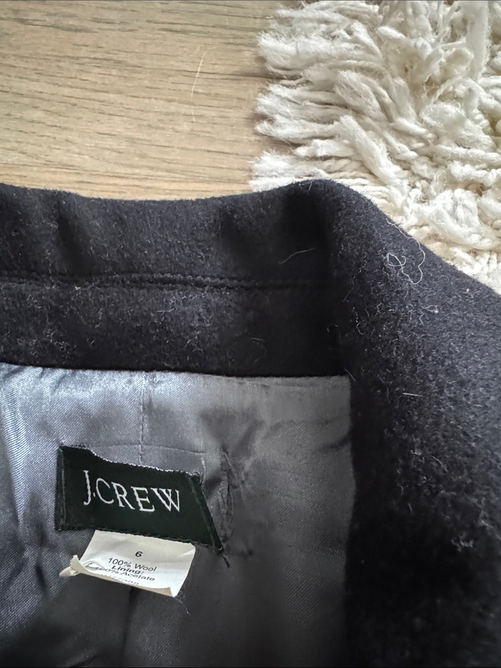 J. Crew Black Wool Ruffle-Front Coat - Picture 2 of 4